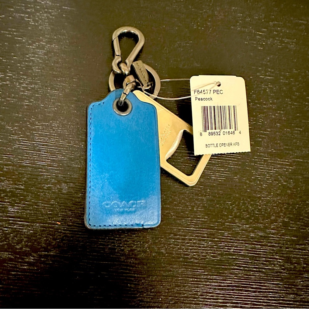 NWT Coach Leather Bottle Opener Keychain